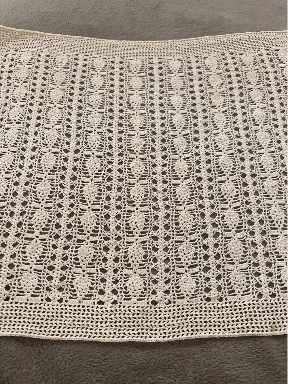 Handmade Crochet Square Doily Table Cover in Cream